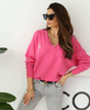 Różowy sweter damski z dekoltem V PINKY BIRDS