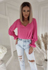 Różowa bluzka damska ze ściągaczami przy rękawach PINK ME