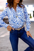 Biała koszula damska w niebieskie wzory PUR HEAVEN