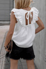 Biała bluzka damska z falbaną i wiązaniem na plecach DONNA
