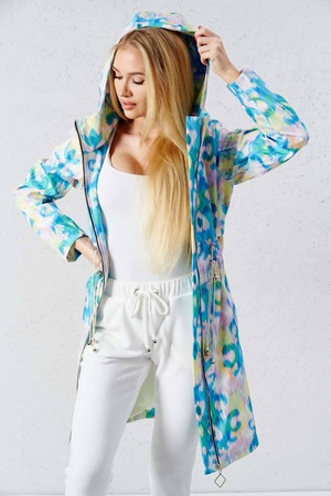 Kolorowa parka damska ze ściągaczem w talii LALOUS BLUE