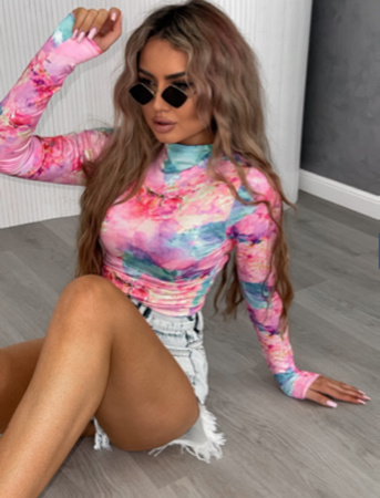 Różowa dopasowana bluzka damska PINK SKIN