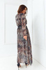 Wzorzysta długa sukienka damska z wiązaniem w pasie MILENA