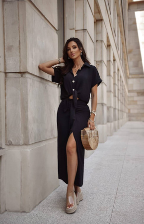 Czarny komplet damski, bluzka i spódnica PENELOPE