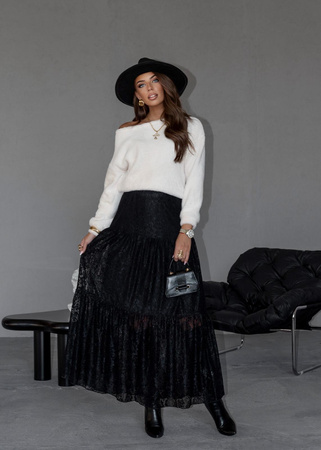 Ecru sweter damski z pluszowej dzianiny AMELL