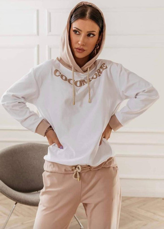 Jasny, biały, beżowy, komplet dresowy z kapturem - DRES G-SUIT COCOMORE