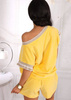 Żółty welurowy komplet dresowy bluzka i szorty COMFORT MATCH