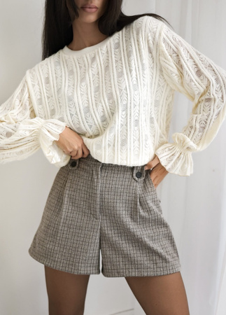 Brązowo- Beżowe spodenki damskie w kratkę PAULA