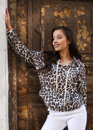 Czarno-brązowa bluza damska w zwierzęcy print TRENDY