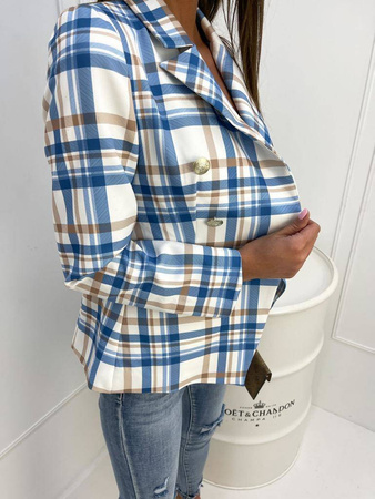 Taliowana dwurzędowa marynarka damska w kratę SOPHIA