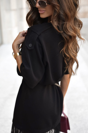 Czarna sukienka damska z ozdobna koronka XANA AUTUMN