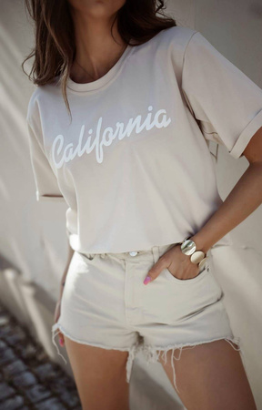 Beżowy T-shirt damski CALIFORNIA