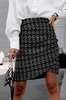 Czarno-biała tweedowa spódnica damska z wysokim stanem w delikatną kratę SIMPLY SKIRT