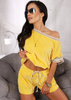 Żółty welurowy komplet dresowy bluzka i szorty COMFORT MATCH