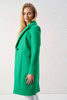 Zielony długi płaszcz damski zapinany na guzik LALOUS GREEN