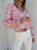 Kolorowa bluzka damska ze ściągaczami przy rękawach LADY FLOWER