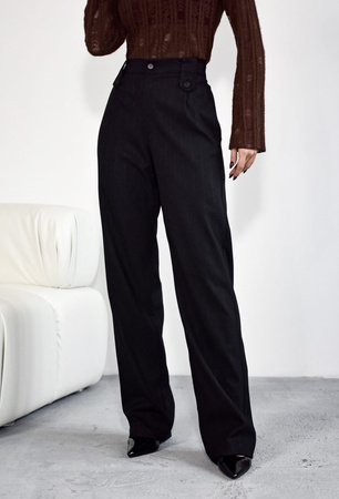 Czarne spodnie damskie z prosta nogawka i błyszcząca nitka XANA AUTUMN