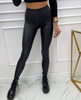 Czarne legginsy damskie z imitacji skóry WARM FIT