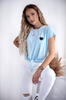 Błękitna bluzka damska z krótkim rękawem i wiązaniem na dole XANA DESIGN