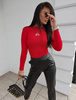Elastyczna dopasowana bluzka damska we wzory RED SKIN