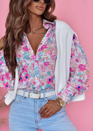 Kolorowa koszula damska w kwiecisty wzór LUNA