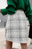 Biało-czarna tweedowa spódnica damska z wysokim stanem w delikatną kratę SIMPLY SKIRT