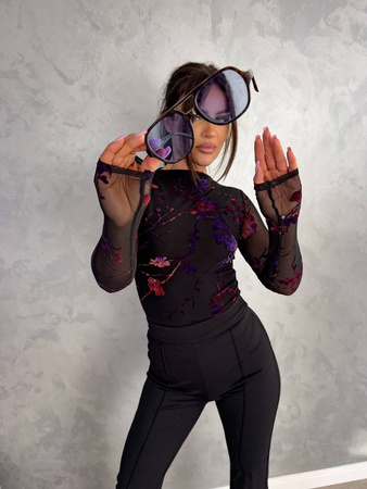 Czarna dopasowana bluzka damska SKIN