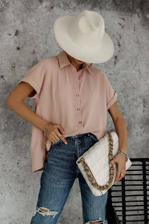 Bladoróżowa koszula damska z krótkim rękawem SIMPLICITY