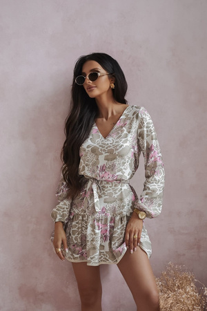 Kolorowa sukienka damska w kwiecisty print SIDE