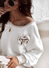 Biała bluza damska z ozdobną różą XANA BEIGE