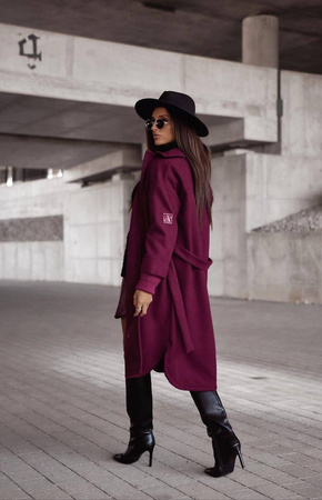 Bordowy płaszcz damski XANA AUTUMN