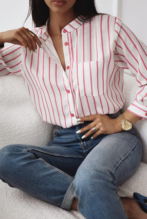 Ecru koszula damska w paski SOPHIE