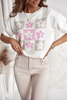 Biały sweter damski w różowe kwiaty SPRING