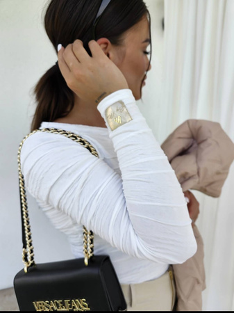 Biała elastyczna dopasowana bluzka damska NELLY