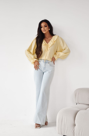 Żółta bluzka damska z ozdobną falbanką EVE