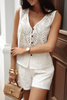 Biały haftowany komplet damski bluzka i spodenk XANA SPRING