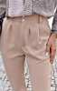 Beżowe wiskozowe spodnie damskie z wyższym stanem KAYA