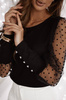 Czarny sweter damski z ażurowymi rękawami  BLACK LACE MEET