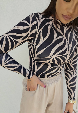 Elastyczna dopasowana bluzka damska we wzory SKIN