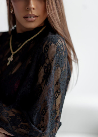 Czarna koronkowa bluzka damska FEMME