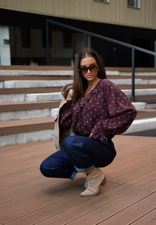 Brązowa bluzka damska w kropki EVE