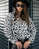 Wzorzysta koszulowa bluzka damska z długim rękawem ARIENNE