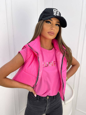 Różowa krótka ocieplana kamizelka damska zapinana na zamek VIKI