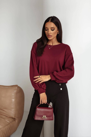 Bordowa bluza damska zdobiona kokarda ALLESIA