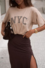 Beżowy T-shirt damski NYC