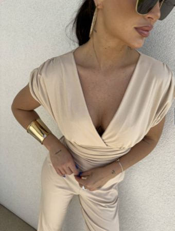 Beżowa dopasowana bluzka damska VIBE