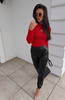 Elastyczna dopasowana bluzka damska we wzory RED SKIN