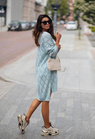 Miętowy kardigan, długi sweter MINT