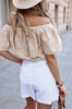 Białe lniane spodenki damskie z wysokim stanem ALMA