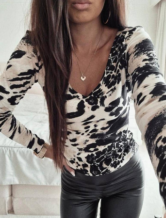 Elastyczna dopasowana bluzka damska w print LEMO